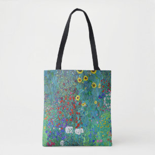 Boerderij tuin met zonnebloemen, Gustav Klimt Tote Bag