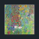 Boerderij tuin met zonnebloemen Gustav Klimt Vierkante Visitekaartje<br><div class="desc">Boerderij tuin met zonnebloemen Gustav Klimt</div>