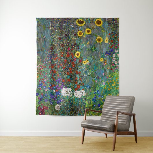 Boerderij tuin met zonnebloemen | Gustav Klimt | Wandkleed (In situ)