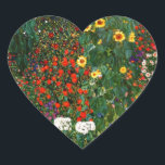 Boerderij tuin met zonnebloemen hart sticker<br><div class="desc">Gustav Klimt's beroemde schilderij,  Boerderij Garden met zonnebloemen.</div>