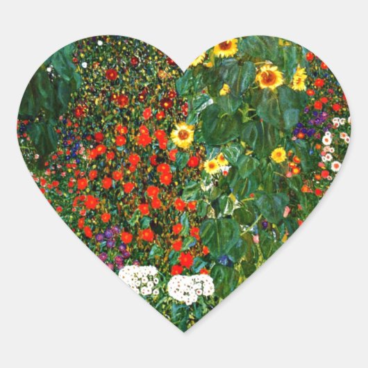 Boerderij tuin met zonnebloemen hart sticker (Voorkant)