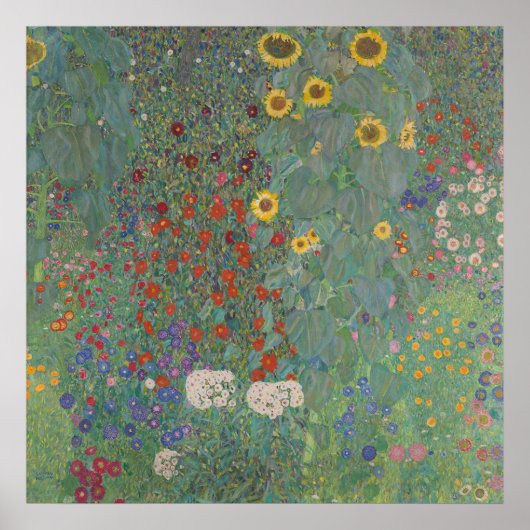 Boerderij Tuin met Zonnebloemen — Klimt Poster (Voorkant)