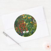 Boerderij tuin met zonnebloemen ronde sticker (Envelop)