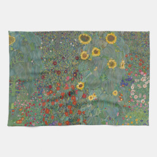Boerderij Tuinbloemen door Gustav Klimt Painting Theedoek
