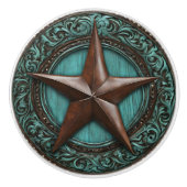 Boerderij Turquoise Cowboy Country Western Texas S Keramische Knop (Voorkant)