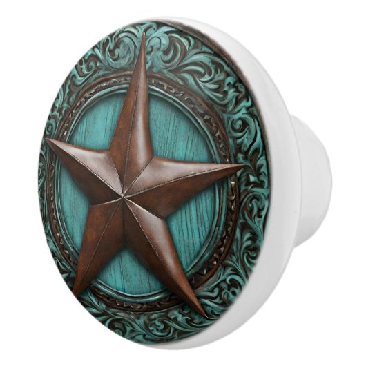 Boerderij Turquoise Cowboy Country Western Texas S Keramische Knop (Rechts)