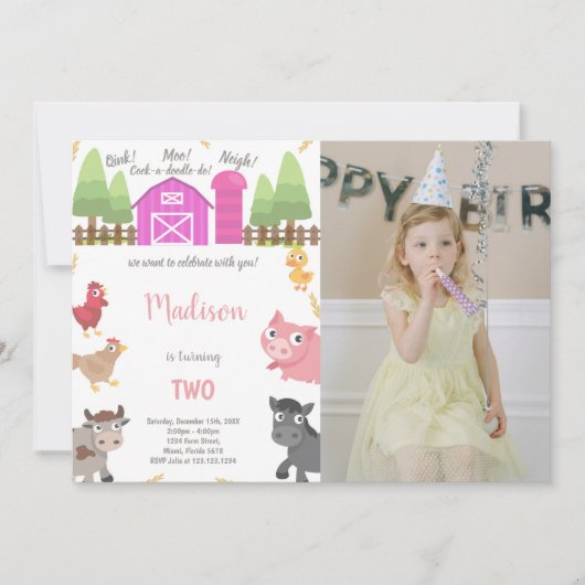  Boerderij Uitnodigingen voor kinderen (Voorkant)