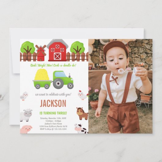  Boerderij Uitnodigingen voor kinderen (Voorkant)