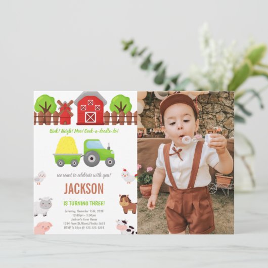  Boerderij Uitnodigingen voor kinderen (Staand voorkant)