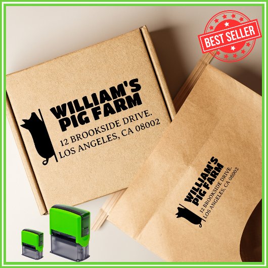 Boerderij Uniek Modern Pig Business Retouradres Zelfinktende Stempel