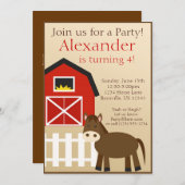 Boerderij van bruin paard - dierendag uitnodiging (Voorkant / Achterkant)