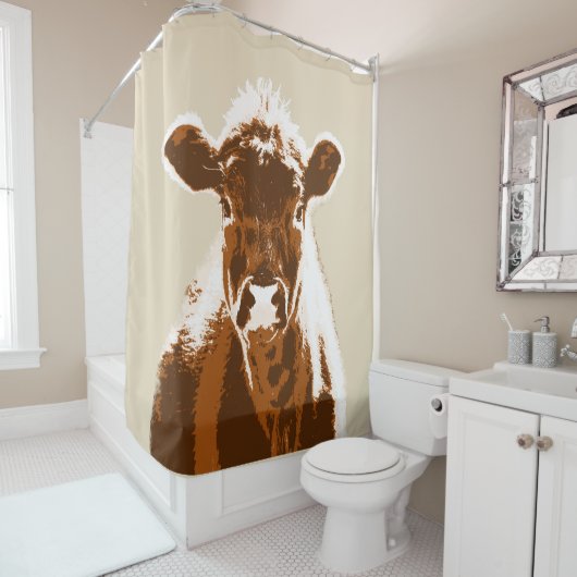 Boerderij van bruine Koe Douchegordijn (In situ)
