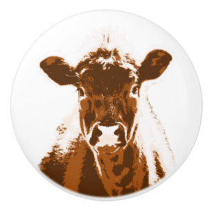 Boerderij van bruine Koe Keramische Knop