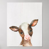 Boerderij van bruine Koe — zure kunst — afdrukken Poster (Voorkant)