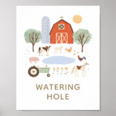 Boerderij van de Birthday Party Watering Hole Sign Poster (Voorkant)