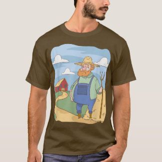 Boerderij van de boer en de Cartoon van Barn T-shirt