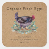 Boerderij van de familie Fresh Organic Chicken Egg Vierkante Sticker (Voorkant)