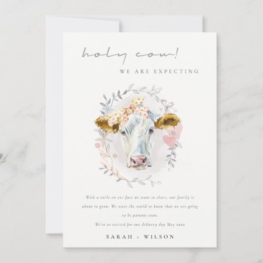 Boerderij van de Heilige Koe Floral Zwangerschap A Bedankkaart (Voorkant)