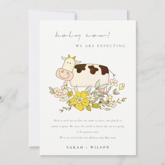 Boerderij van de Heilige Koe Floral Zwangerschap A Bedankkaart (Voorkant)