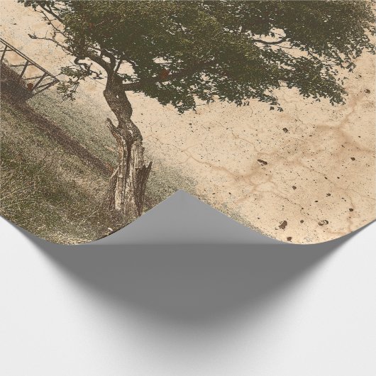 Boerderij van de landboom Rustic Beige Antiek Cadeaupapier (Hoek)