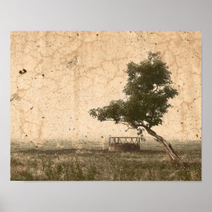  Boerderij van de landboom Rustic Beige Antiek Poster