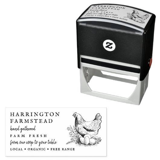 Boerderij van de landenScript Family Fresh Egg Car Zelfinktende Stempel (In situ)