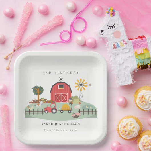 Boerderij van de Roodbarakkerij Papieren Bordje (Feest)