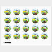 boerderij van de trekker | rond ronde sticker (Vel)
