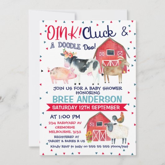 Boerderij van de waterverf over de uitnodiging van (Voorkant)