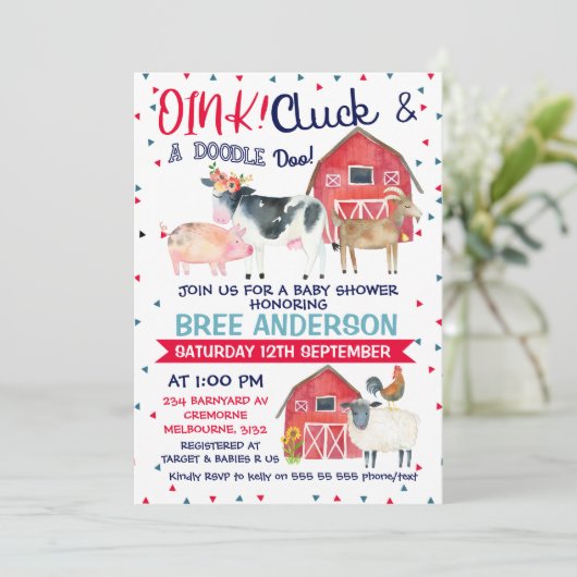 Boerderij van de waterverf over de uitnodiging van (Staand voorkant)