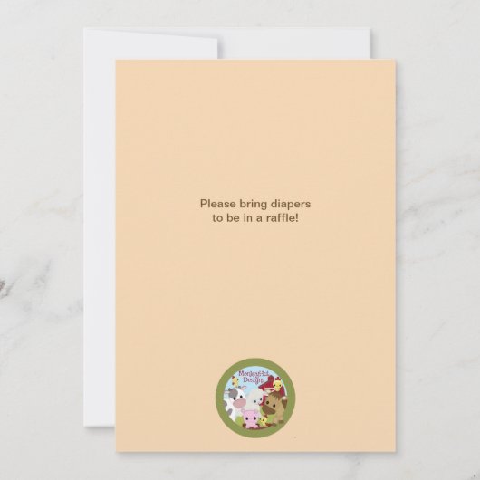 Boerderij van dierlijke Baby shower NEUTRAL AAK Kaart (Achterkant)