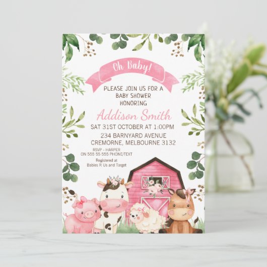 Boerderij van Floral Greenery en Baby shower van B Kaart (Staand voorkant)