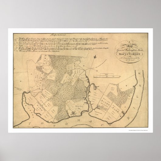 Boerderij van generaal Washington Mt Vernon Map 18 Poster (Voorkant)