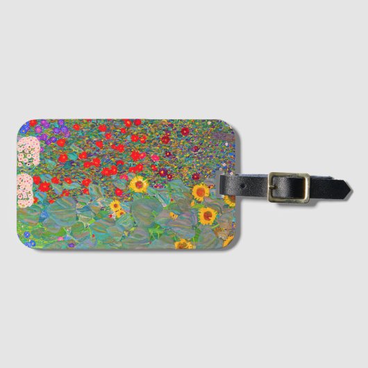 Boerderij van Gustav Klimt met zonnebloemen Bagagelabel (Voorkant (horizontaal))
