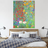 Boerderij van Gustav Klimt met zonnebloemen Canvas Afdruk (Insitu (Slaapkamer))