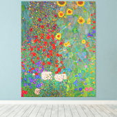 Boerderij van Gustav Klimt met zonnebloemen Canvas Afdruk (Insitu (Houten vloer))