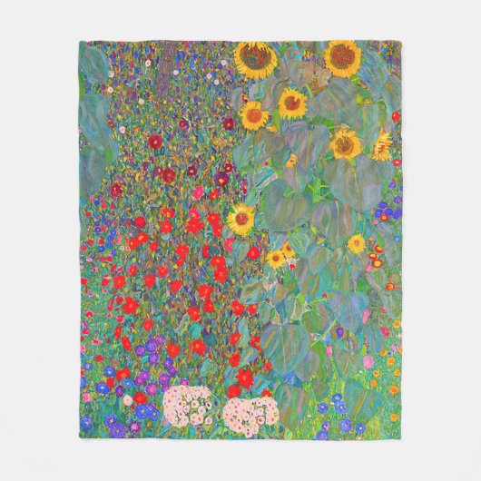 Boerderij van Gustav Klimt met zonnebloemen Fleece Deken (Voorkant)