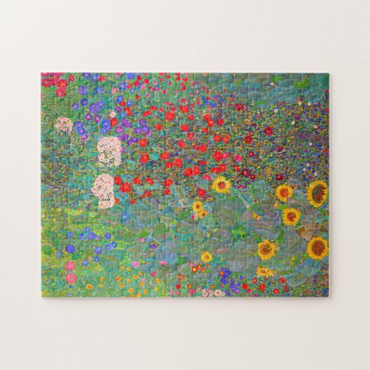 Boerderij van Gustav Klimt met zonnebloemen Legpuzzel (Horizontaal)
