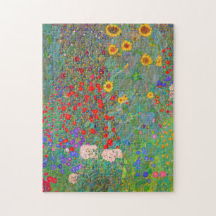 Boerderij van Gustav Klimt met zonnebloemen Legpuzzel