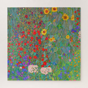 Boerderij van Gustav Klimt met zonnebloemen Legpuzzel