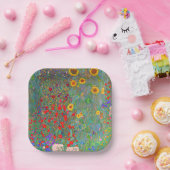 Boerderij van Gustav Klimt met zonnebloemen Papieren Bordje (Feest)