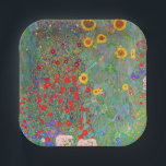 Boerderij van Gustav Klimt met zonnebloemen Papieren Bordje<br><div class="desc">Gustav Klimt's Boerderij tuin met Borden van zonnebloemen.</div>