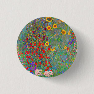 Boerderij van Gustav Klimt met zonnebloemen Ronde Button 3,2 Cm