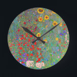 Boerderij van Gustav Klimt met zonnebloemen Ronde Klok<br><div class="desc">Gustav Klimt's Boerderij tuin met zonnebloemen .</div>