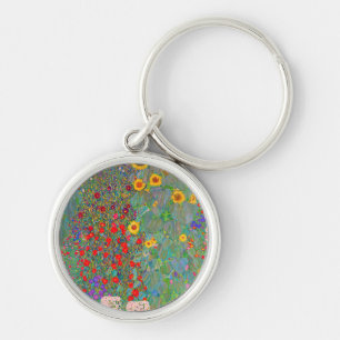 Boerderij van Gustav Klimt met zonnebloemen Sleutelhanger
