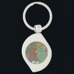 Boerderij van Gustav Klimt met zonnebloemen Sleutelhanger<br><div class="desc">Gustav Klimt's Boerderij tuin met zonnebloemen sleutelhanger.</div>