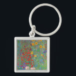 Boerderij van Gustav Klimt met zonnebloemen Sleutelhanger<br><div class="desc">Gustav Klimt's Boerderij tuin met zonnebloemen sleutelhanger.</div>