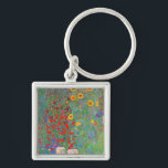 Boerderij van Gustav Klimt met zonnebloemen Sleutelhanger<br><div class="desc">Gustav Klimt's Boerderij tuin met zonnebloemen sleutelhanger.</div>