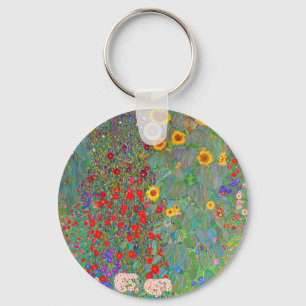 Boerderij van Gustav Klimt met zonnebloemen Sleutelhanger