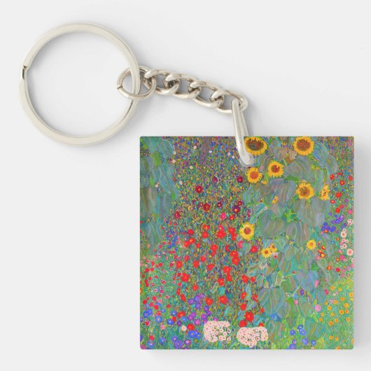 Boerderij van Gustav Klimt met zonnebloemen Sleutelhanger (voorkant)